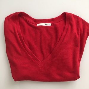 Aritzia Wilfred Free Red V-neck Top Red Blouse